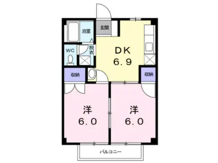 リヴァシャレー(2DK/1階)の間取り写真
