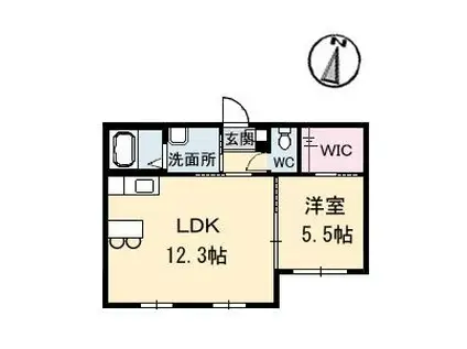 ラ・パルテール平井 六番館(1LDK/1階)の間取り写真