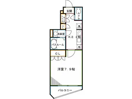 ハラスパジオB.P(1K/5階)の間取り写真