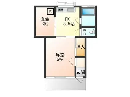 ハイツ柳生K(2K/2階)の間取り写真