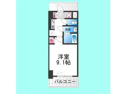 S-RESIDENCE堺BLAZE(1K/10階)の間取り写真