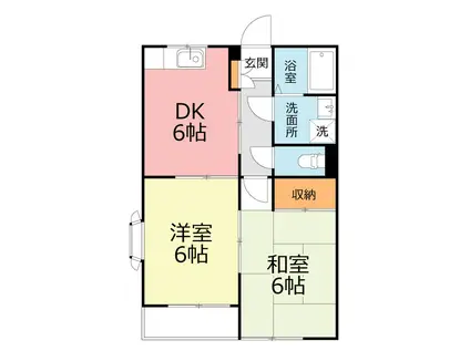 シェルム戸塚B(2DK/1階)の間取り写真