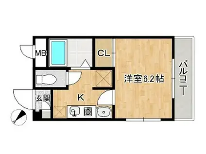 セピアコートZEN(1K/3階)の間取り写真