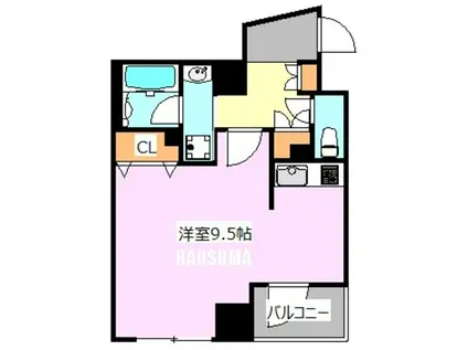 キャビン・ドゥ・ルミエール(ワンルーム/8階)の間取り写真