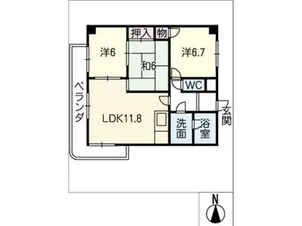 フォレスト岐阜(3LDK/1階)の間取り写真