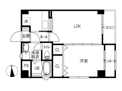 DOWELL増泉(1LDK/2階)の間取り写真