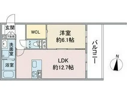 E-SMILE 榎(1LDK/1階)の間取り写真