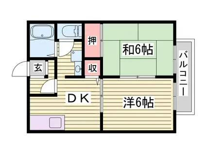 プランドール汐見台(2DK/1階)の間取り写真