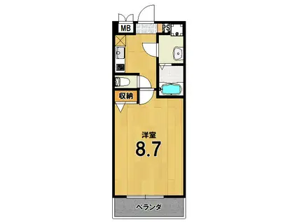 グランデコート御薗橋(1K/1階)の間取り写真