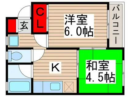 コーポ中山A(2K/1階)の間取り写真