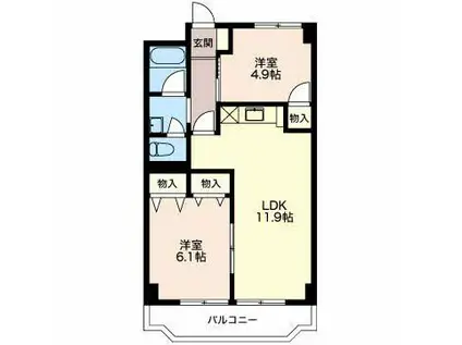 グリーンハイツフジタ(2LDK/2階)の間取り写真