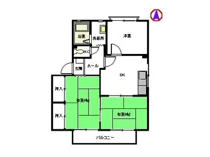 ウイズN B棟(2LDK/2階)の間取り写真