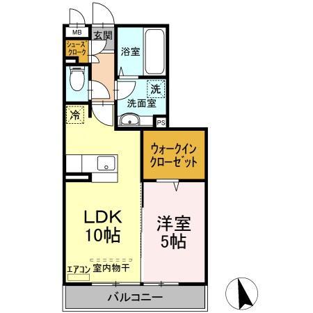 ヴェルブィル(1LDK/2階)の間取り写真