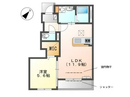 ピアチェーレ(1LDK/1階)の間取り写真