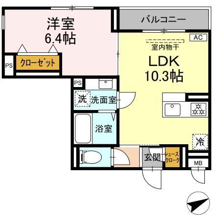 CHATEAU AVENIR 調布(1LDK/3階)の間取り写真