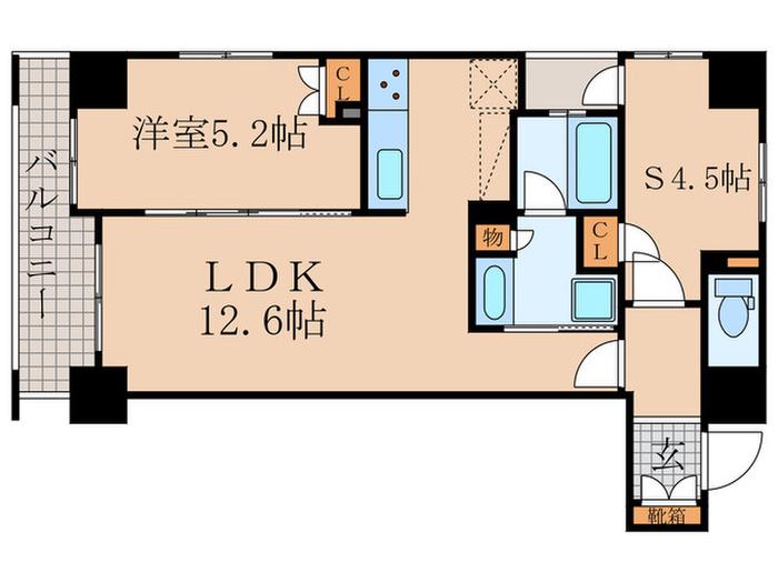 SOHO烏丸(1SLDK/5階)の間取り写真