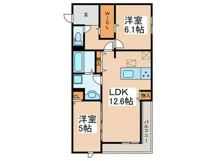 レクタス(2LDK/1階)の間取り写真