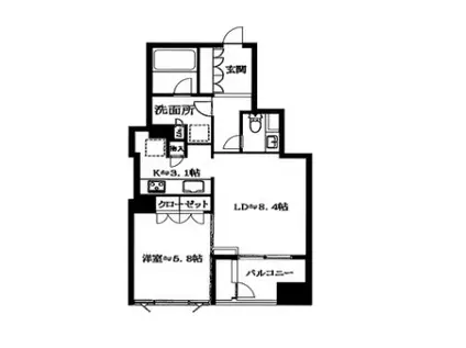 ザ・パークハウス西麻布レジデンス(1LDK/10階)の間取り写真