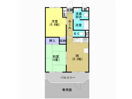 黒木ビル(2DK/1階)の間取り写真