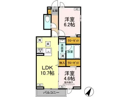 GRAND JATE(2LDK/1階)の間取り写真