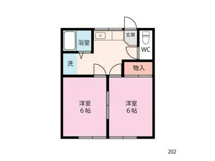 コーポカシオペアII(2K/1階)の間取り写真