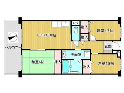 灘の浜5号棟(3LDK/6階)の間取り写真