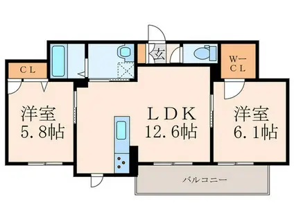 クロシェット(2LDK/3階)の間取り写真