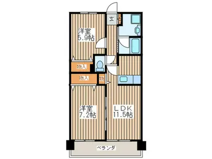 ドエル多賀城(2LDK/1階)の間取り写真