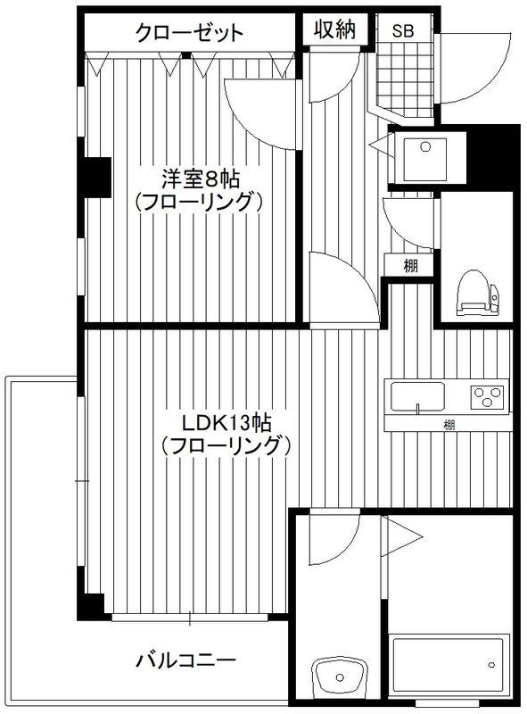ラフィネシャンブル(1LDK/4階)の間取り写真