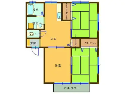 サンロイヤル(3DK/1階)の間取り写真