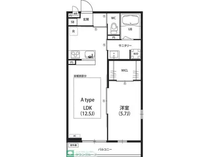 リブリ・イーストガーデン(1LDK/2階)の間取り写真