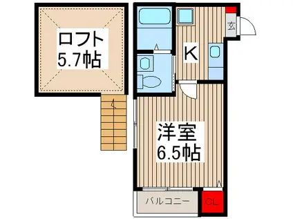 コンパートメントハウス鳩ヶ谷I(1K/1階)の間取り写真