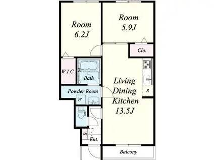 ヴァンヴェール武庫ウエスト(2LDK/1階)の間取り写真