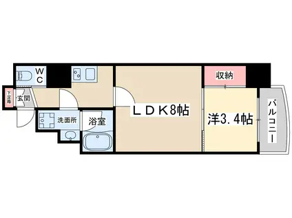 アプリーレ南森町(1LDK/5階)の間取り写真