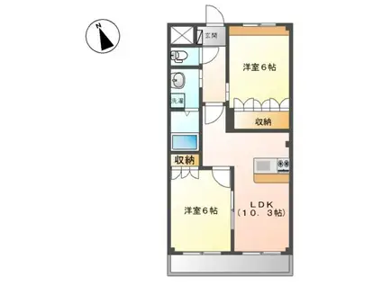 ハーモニーランド(2LDK/2階)の間取り写真