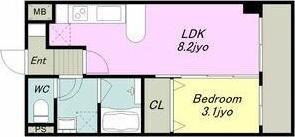 CASA DEL SOL(1LDK/1階)の間取り写真
