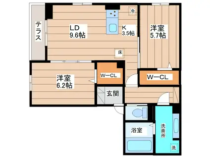 CLASSEUM仙台小田原 I(2LDK/1階)の間取り写真