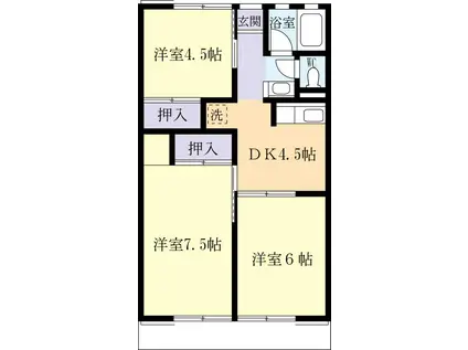 シティハイムサンフィールド(3DK/1階)の間取り写真