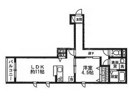 パインウェーブハイム(1LDK/2階)の間取り写真