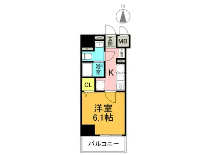ブランドール新町(1K/2階)の間取り写真