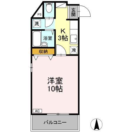 グリーンヒル21(1K/1階)の間取り写真