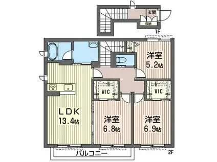 スリール ダーンジュ(3LDK/2階)の間取り写真