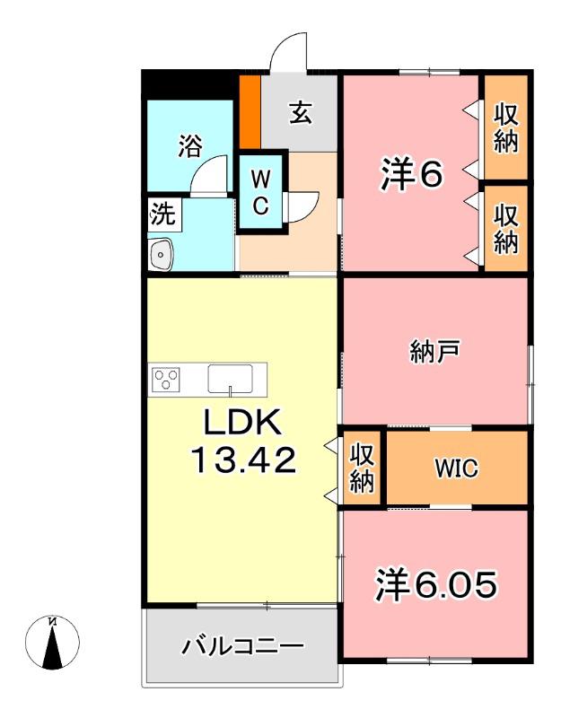 ALMA倉敷(2SLDK/2階)の間取り写真