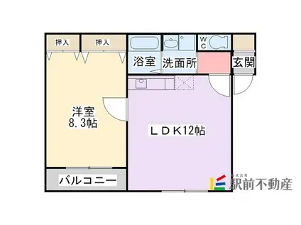 GREEN VIEW I(1LDK/1階)の間取り写真