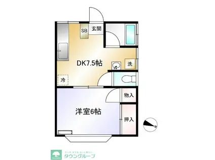 グリーングラスハウス(1DK/2階)の間取り写真