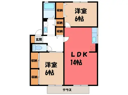 エストセジュールB(2LDK/1階)の間取り写真