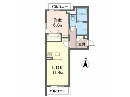 グランシャリオ小坂II(1LDK/3階)の間取り写真