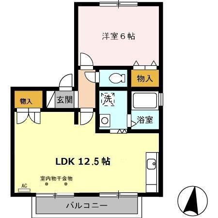エストハウス B(1LDK/2階)の間取り写真