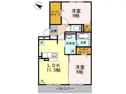 サザンハイムA(2LDK/3階)の間取り写真