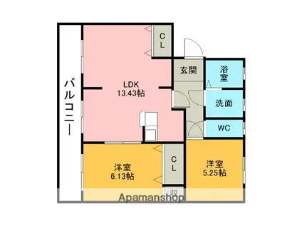 ポニーズマンション(2LDK/3階)の間取り写真